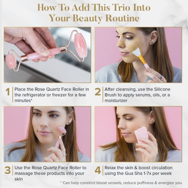 ⁦اداة جاد رولر الأصلي بحجر اليشم للعناية بالبشرة Jade Roller Stone Face Massager⁩ - الصورة ⁦6⁩