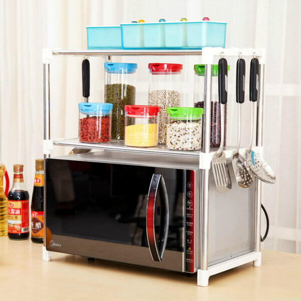 ⁦استاند ومنظم للميكرويف وحامل أدوات المطبخ من الاستانلس ستيل Microwave Rack⁩ - الصورة ⁦7⁩