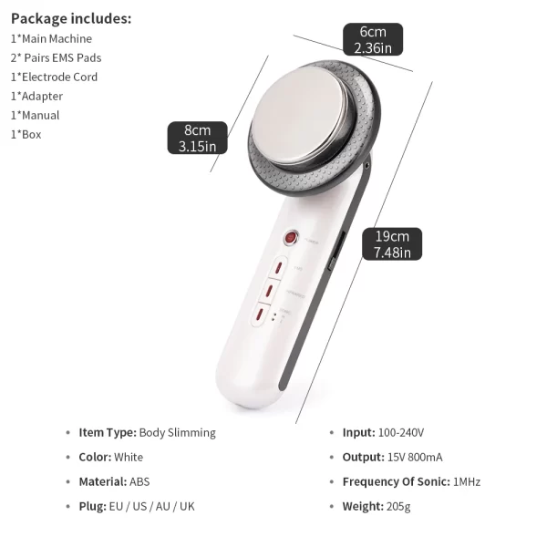 ⁦جهاز التراسونيك 3 فى 1 للعناية بالبشرة والتخسيس والتدليك Ultrasonic Cavitation Radio Frequency Beauty and Skin Care Machine with EMS⁩ - الصورة ⁦3⁩