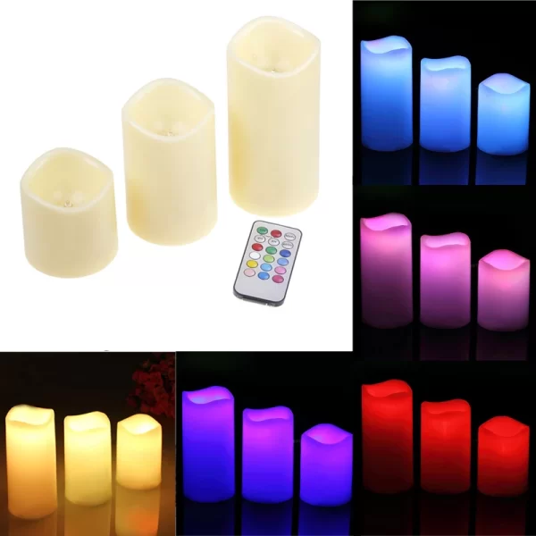 ⁦شموع بدون لهب بالريموت 3 قطع 12 لون مختلف - Led Candle With Remote Control 3 Pcs⁩ - الصورة ⁦7⁩