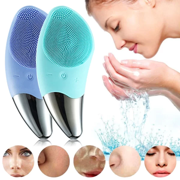 ⁦فرشاة تنظيف الوجه 2 في 1Silicone Ultrasonic Facial Cleanser Brush⁩ - الصورة ⁦5⁩