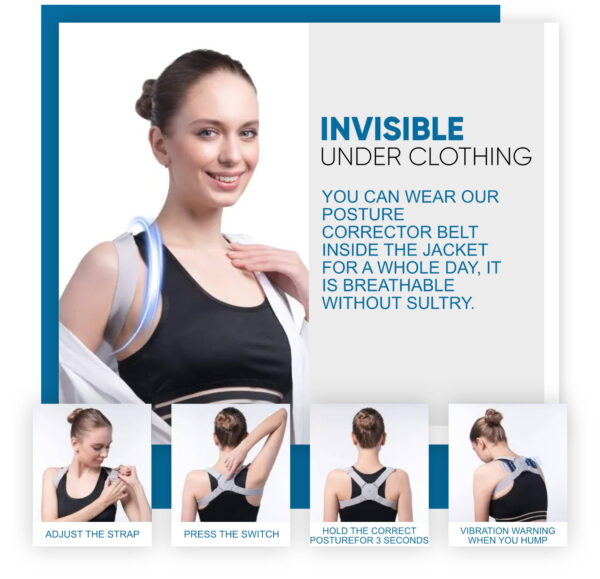 ⁦مشد ظهر واكتاف ذكي الكتروني مع سنسور للتنبيه عند انحناء الظهر SMART POSTURE CORRECTOR BRACE⁩ - الصورة ⁦6⁩