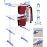 منشر غسيل 3 ادوار قابل للطي Stainless Steel Clothes Hanger Mobile Folding Racks - 3 Layers - الصورة 3