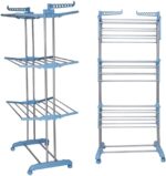 منشر غسيل 3 ادوار قابل للطي Stainless Steel Clothes Hanger Mobile Folding Racks - 3 Layers - الصورة 6