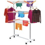 منشر غسيل 3 ادوار قابل للطي Stainless Steel Clothes Hanger Mobile Folding Racks - 3 Layers - الصورة 7