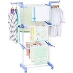 منشر غسيل 3 ادوار قابل للطي Stainless Steel Clothes Hanger Mobile Folding Racks - 3 Layers - الصورة 8