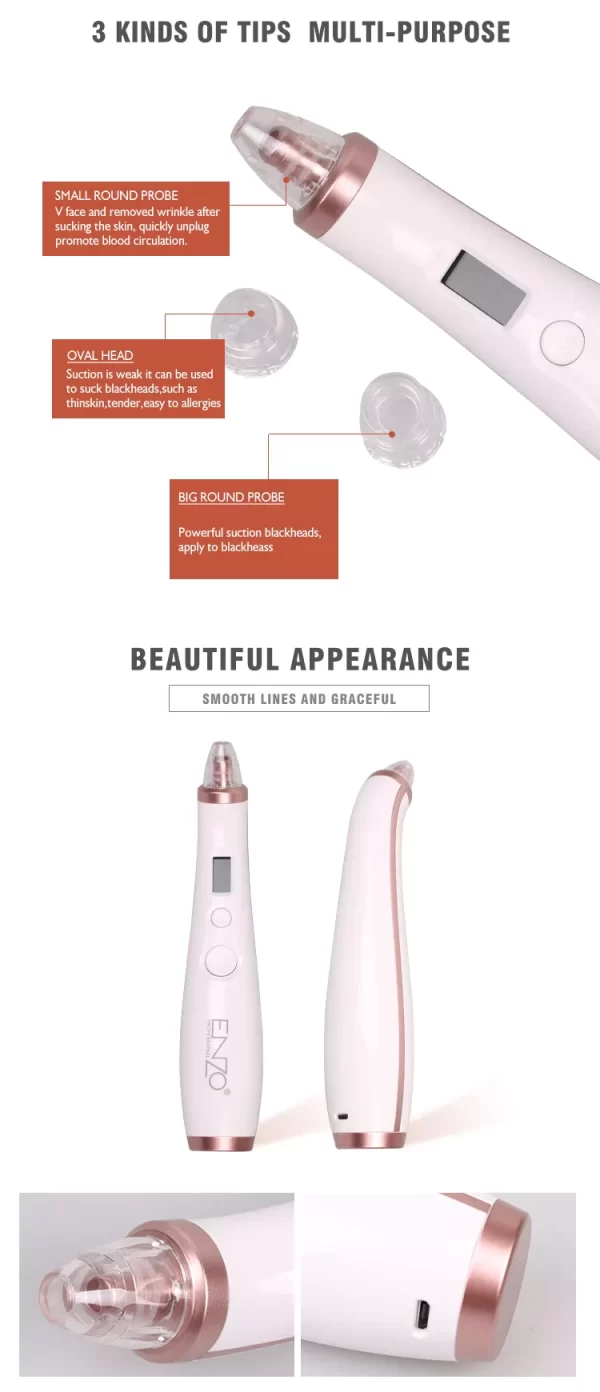 جهاز شفط دهون الوجه 2 في 1 وإزالة الرؤوس السوداء Enzo Blackhead Removal Machine EN-215 - Image 7
