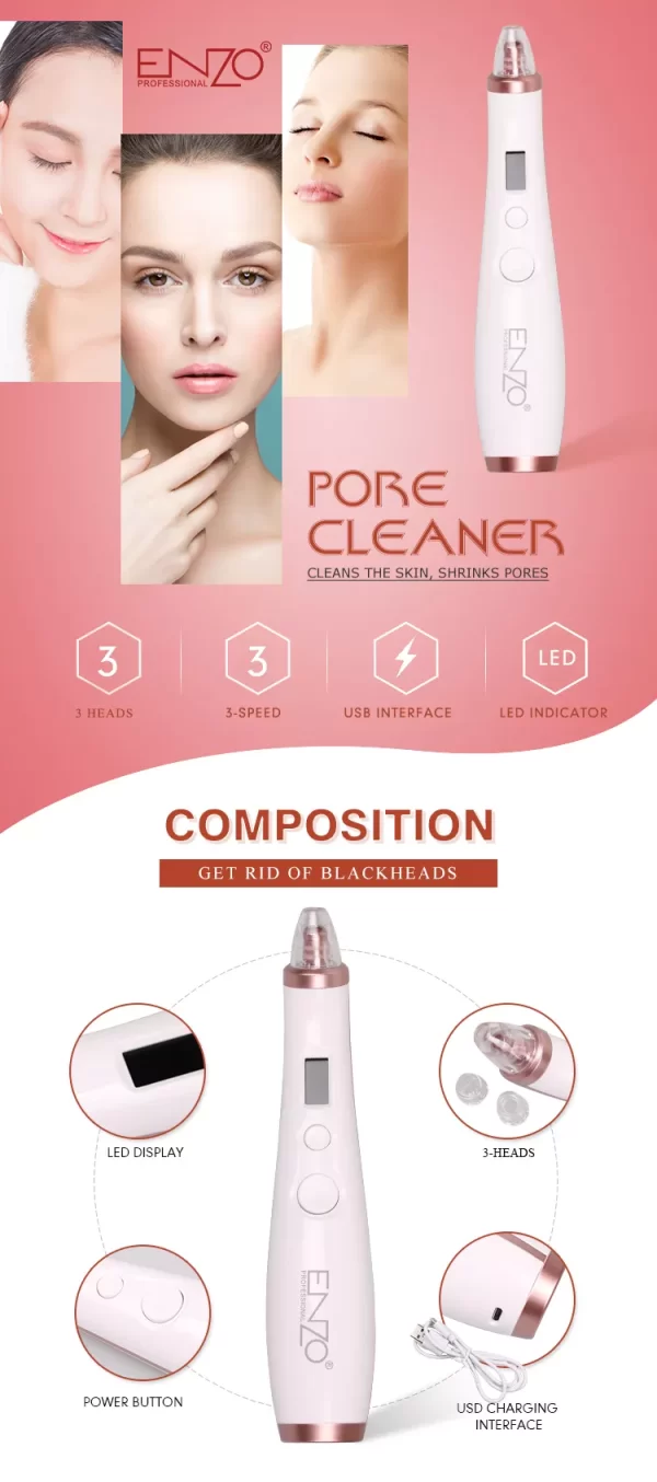 جهاز شفط دهون الوجه 2 في 1 وإزالة الرؤوس السوداء Enzo Blackhead Removal Machine EN-215 - Image 10
