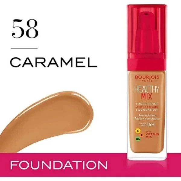 Bourjois كريم اساس هيلثي ميكس سائل بتغطية متوسطة - 58 كراميل - Image 2
