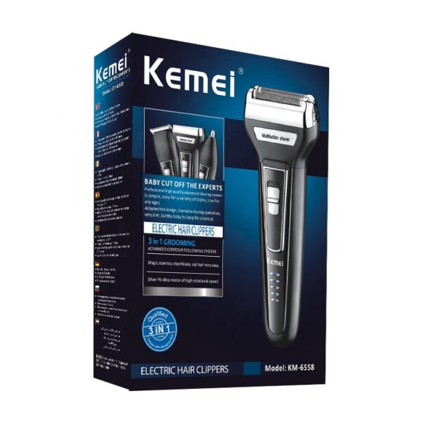 Kemei ماكينة حلاقة لحلاقة الشعر الذقن قابلة لاعادة الشحن - km-6558 - Image 5