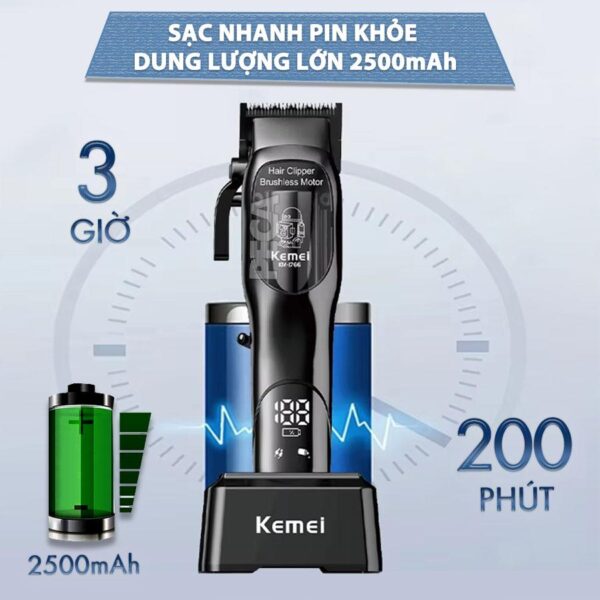 ماكينة حلاقة كهربائية KM-1766 للرجال - احترافية وقابلة للشحن بتصميم مريح ورؤوس متعددة - Image 5