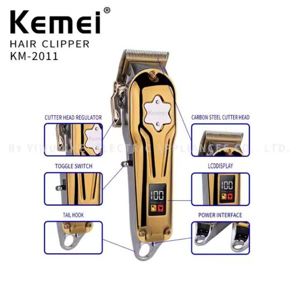 ماكينة حلاقة شعر للرجال KM-2011 - احترافية قابلة للشحن بـ 2 رأس - حلاقة وتصفيف بدون تهيج - Image 4