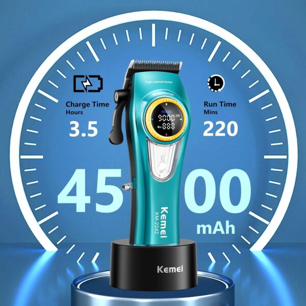 ماكينة حلاقة كهربائية KM-2242 للرجال - احترافية وقابلة للشحن بتصميم مريح ورؤوس متعددة - Image 8