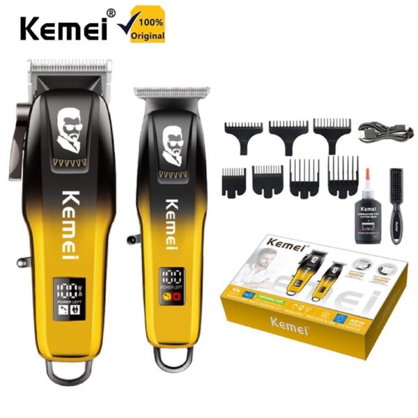 KM-8501 ماكينة حلاقة كهربائية للرجال - احترافية وقابلة للشحن بتصميم مريح ورؤوس متعددة - Image 2