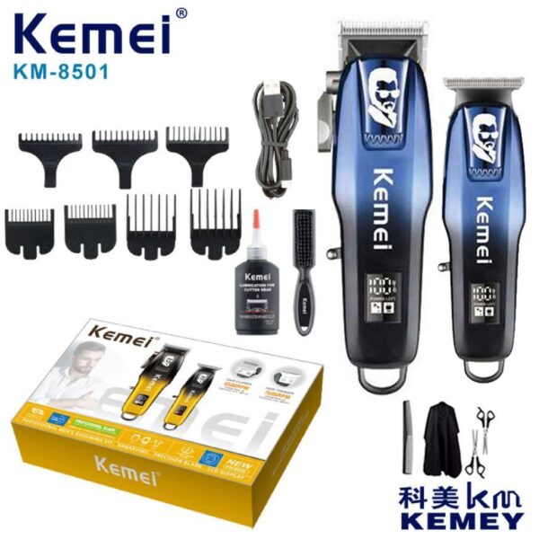 KM-8501 ماكينة حلاقة كهربائية للرجال - احترافية وقابلة للشحن بتصميم مريح ورؤوس متعددة - Image 3