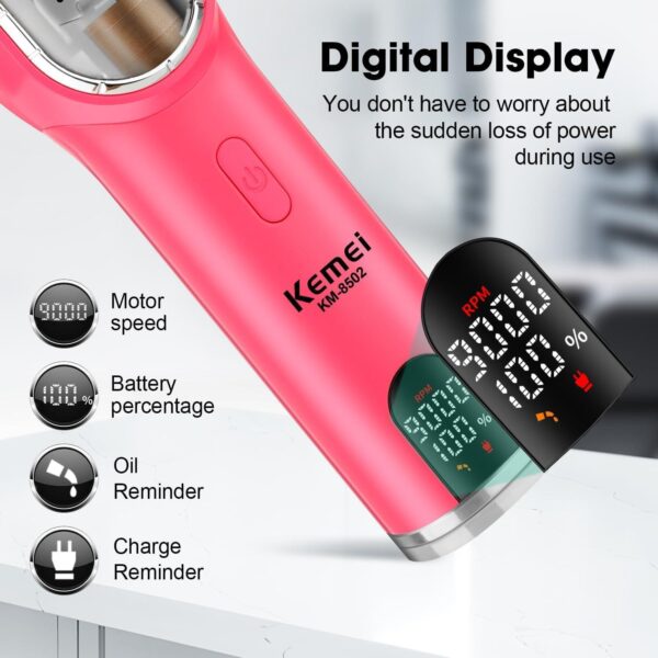 Km-8502 - ماكينة حلاقة وتصفيف شعر للرجال احترافية قابلة للشحن بتصميم مريح - Image 6
