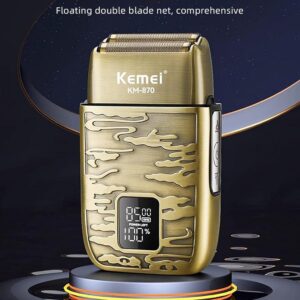 ماكينة حلاقة كهربائية KM-870 للرجال - احترافية وقابلة للشحن مع رؤوس متعددة