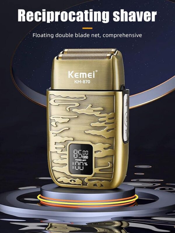 ماكينة حلاقة كهربائية KM-870 للرجال - احترافية وقابلة للشحن مع رؤوس متعددة
