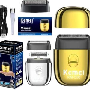 Km-c50 - ماكينة حلاقة كهربائية احترافية للرجال - قابلة للشحن بتصميم مريح ورؤوس متعددة