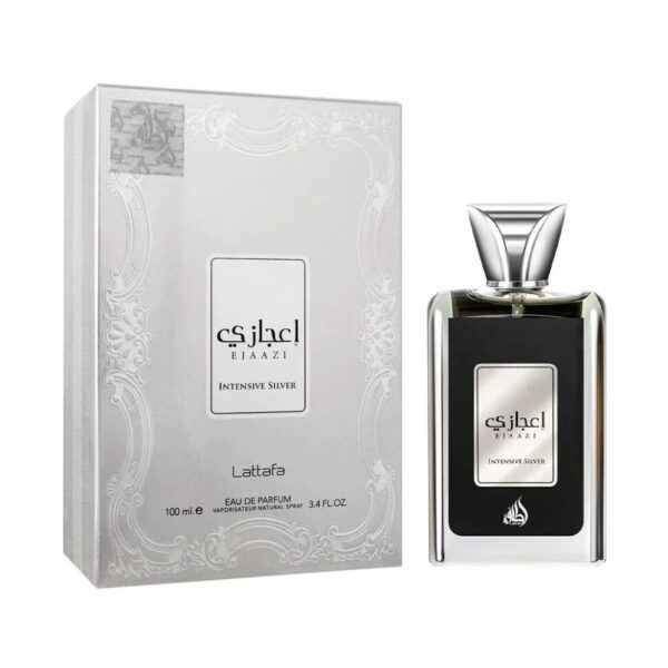Lattafa عطر اجازي انتينسيف سيلفر او دي برفان - عطر خشبي عنبري للجنسين برائحة الجريب فروت واليوسفي