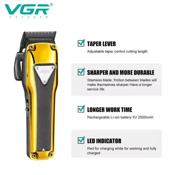 V-135 - ماكينة حلاقة كهربائية احترافية للرجال قابلة للشحن بتقنية متطورة - Image 4