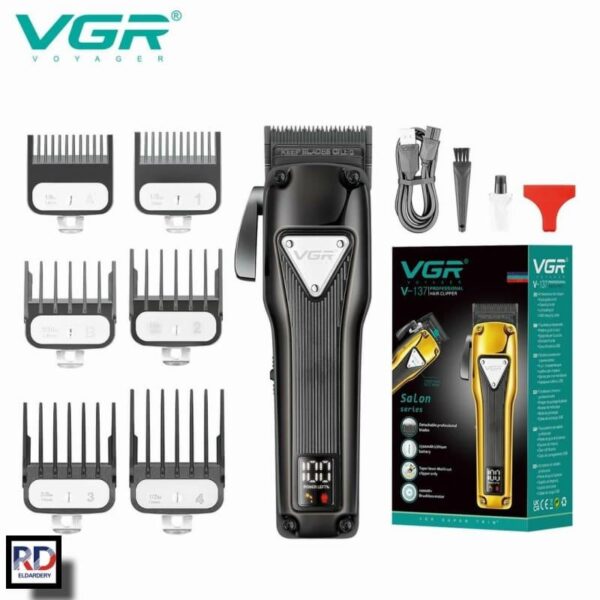 V-137 - ماكينة حلاقة كهربائية احترافية للرجال بقابليّة شحن سريعة ورؤوس متعددة - Image 3