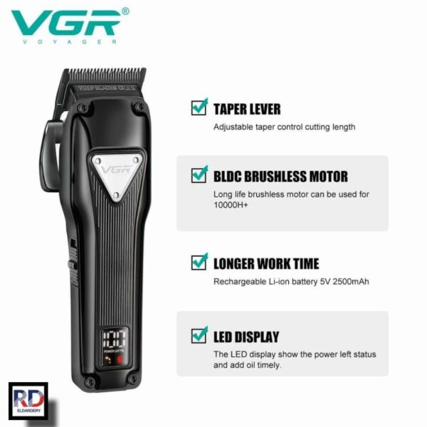 V-137 - ماكينة حلاقة كهربائية احترافية للرجال بقابليّة شحن سريعة ورؤوس متعددة - Image 5