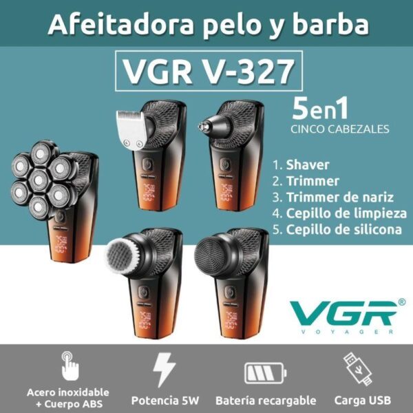 V-327 - ماكينة حلاقة وتنعيم احترافية للرجال - قابلة للشحن - متعددة الرؤوس - Image 3