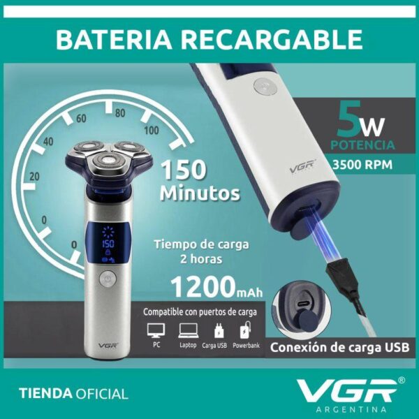 V-328 - ماكينة حلاقة وتنعيم احترافية للرجال - قابلة للشحن مع رؤوس متعددة - Image 6