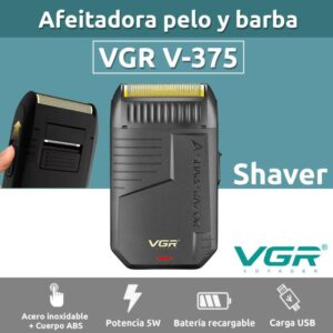 V-375 - ماكينة حلاقة وتنعيم احترافية للرجال - قابلة للشحن مع رؤوس متعددة