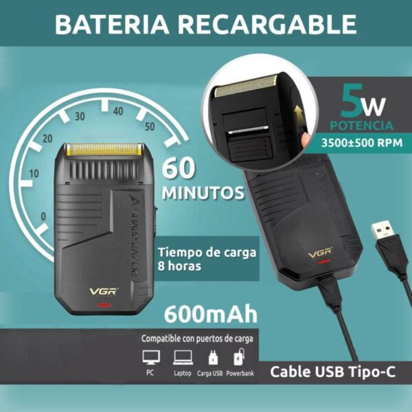 V-375 - ماكينة حلاقة وتنعيم احترافية للرجال - قابلة للشحن مع رؤوس متعددة - Image 5