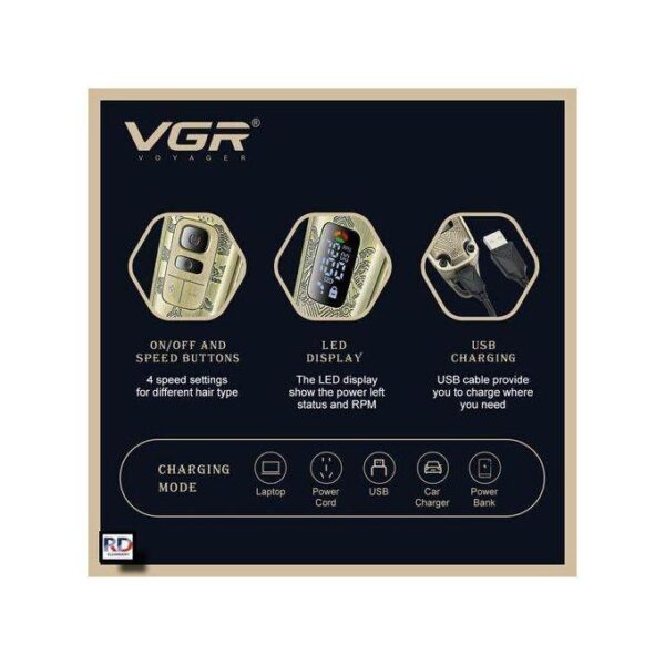 V-643 ماكينة حلاقة كهربائية احترافية للرجال - قابلة للشحن بتقنية قص دقيقة - Image 4
