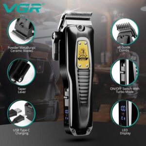 V-651 - ماكينة حلاقة كهربائية احترافية قابلة للشحن للرجال - 3 رؤوس - طويلة الأمد