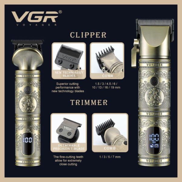 V-670 ماكينة حلاقة كهربائية احترافية للرجال - شحن سريع وتصميم مريح - Image 4
