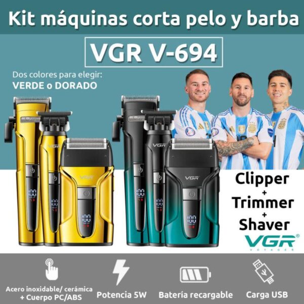 V-694 ماكينة حلاقة كهربائية احترافية للرجال - شفرات دقيقة وسريعة مع بطارية قوية - Image 6