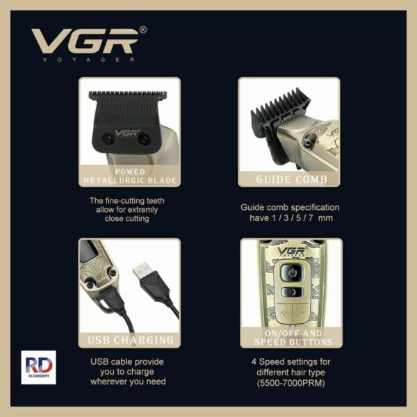 ماكينة قص وحلاقة الشعر للرجال بالشحن VGR V-901 - Image 8