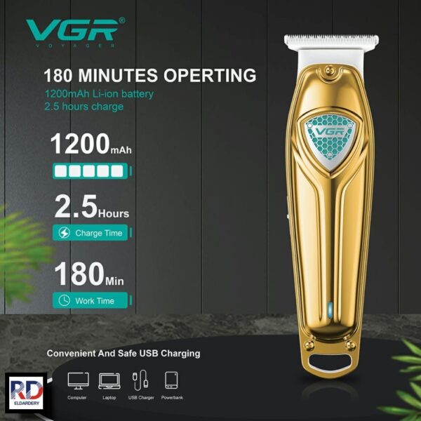 V-911 - ماكينة حلاقة وتشذيب اللحية للرجال - احترافية وقابلة للشحن - Image 5