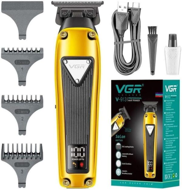 V-913 - ماكينة حلاقة كهربائية احترافية للرجال - قابلة للشحن بتقنية متطورة ورؤوس متعددة - Image 4