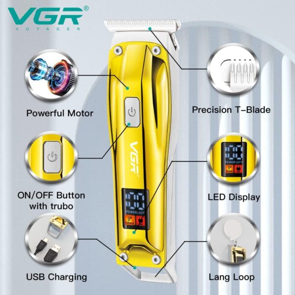 V-956 - ماكينة حلاقة كهربائية للرجال بدون سلك - قابلة للشحن مع رؤوس متعددة - Image 4