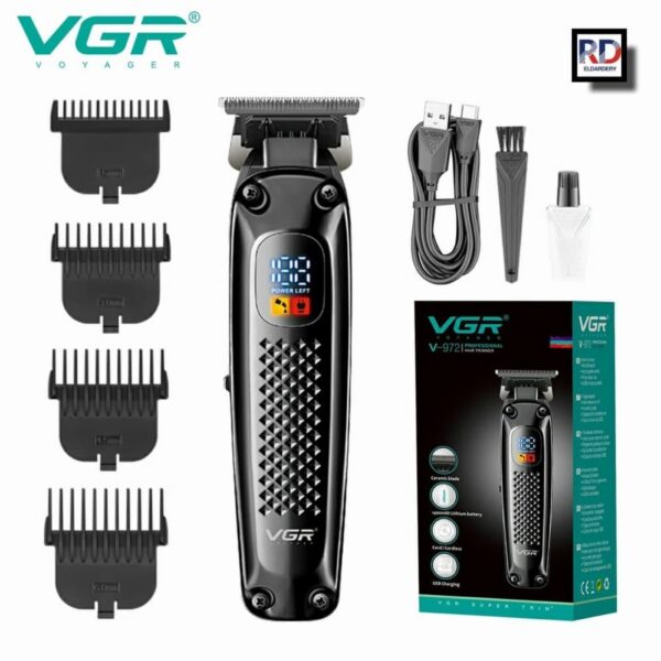 V-972 ماكينة حلاقة كهربائية للرجال - احترافية وقابلة للشحن مع رؤوس متعددة - Image 2