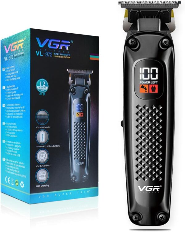 V-972 ماكينة حلاقة كهربائية للرجال - احترافية وقابلة للشحن مع رؤوس متعددة - Image 6
