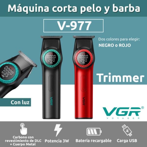 V-977 - ماكينة حلاقة كهربائية للرجال قابلة للشحن - احترافية ودقيقة للشعر واللحية - Image 4