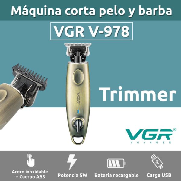 V-978 - ماكينة حلاقة وتشذيب اللحية للرجال قابلة للشحن - احترافية متعددة الرؤوس - Image 6
