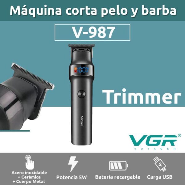 V-987 - ماكينة حلاقة كهربائية احترافية للرجال - قابلة للشحن بتقنية قص دقيقة - Image 2