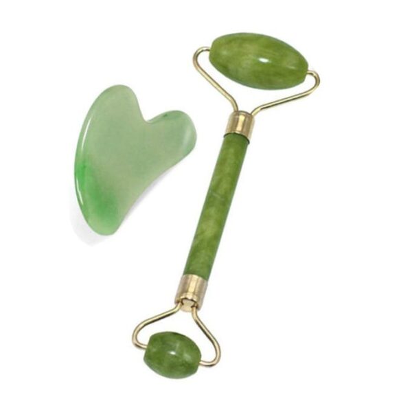 أداة جاد رولر الأصلي وجوا شا jade roller gua sha set - Image 3