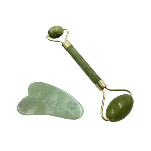 أداة جاد رولر الأصلي وجوا شا jade roller gua sha set - Image 7