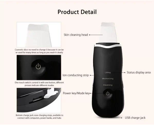 جهاز الالتراسونيك لتنظيف البشرة بعمق - Ultrasonic Skin Scrubber - Image 2