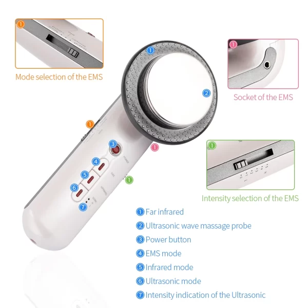 جهاز كافيتيشن منزلي التراسونيك للتخسيس 3 فى 1 وللعناية بالبشرة Ultrasonic Cavitation Beauty and Skin Care with EMS - Image 5