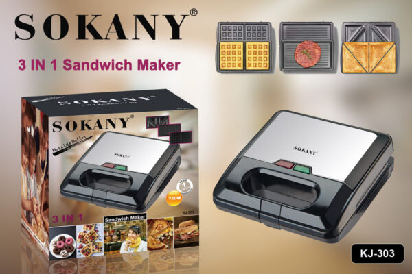 جهاز ساندوتش ميكر سوكاني 3 فى 1  Sokany KJ-303 - Image 5
