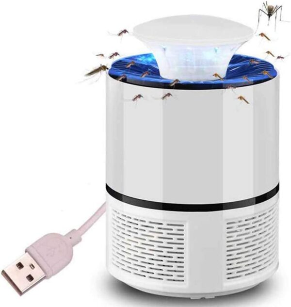 جهاز قاتل الناموس الكهربائي بمصباح يو إس بي للأشعة فوق البنفسجية - أبيض Mosquito Killer Light - Image 2